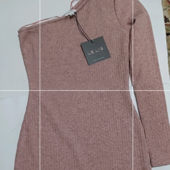 Final $8 LeLis "One Shoulder Cable Knit Dress" Sz. S Dusty Pink. - Picture 2 of 6